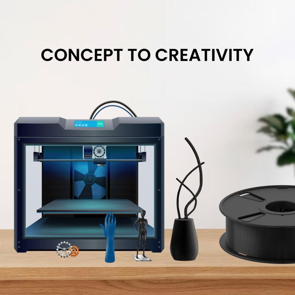 Pla Pro Glossy 3d Printer Filament (Black) | Filament Weight: 1kg | 1.75mm - Color: Black
