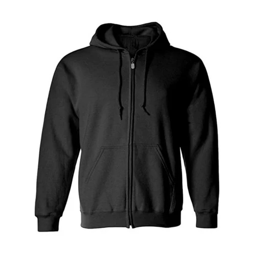 Plain Poly Cotton Hoodies - Color: Black