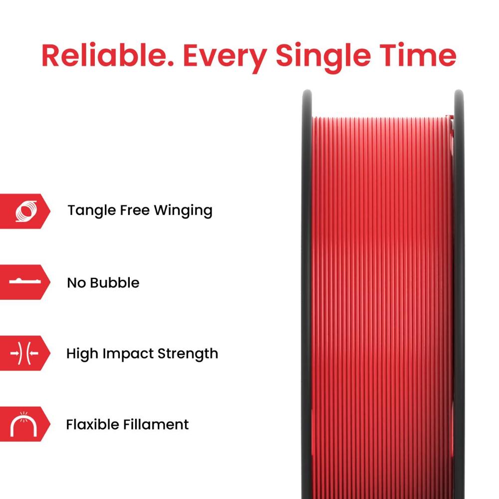 PLA Pro Glossy 3D Printer Filament (Red) | Filament Weight: 1KG | 1.75mm