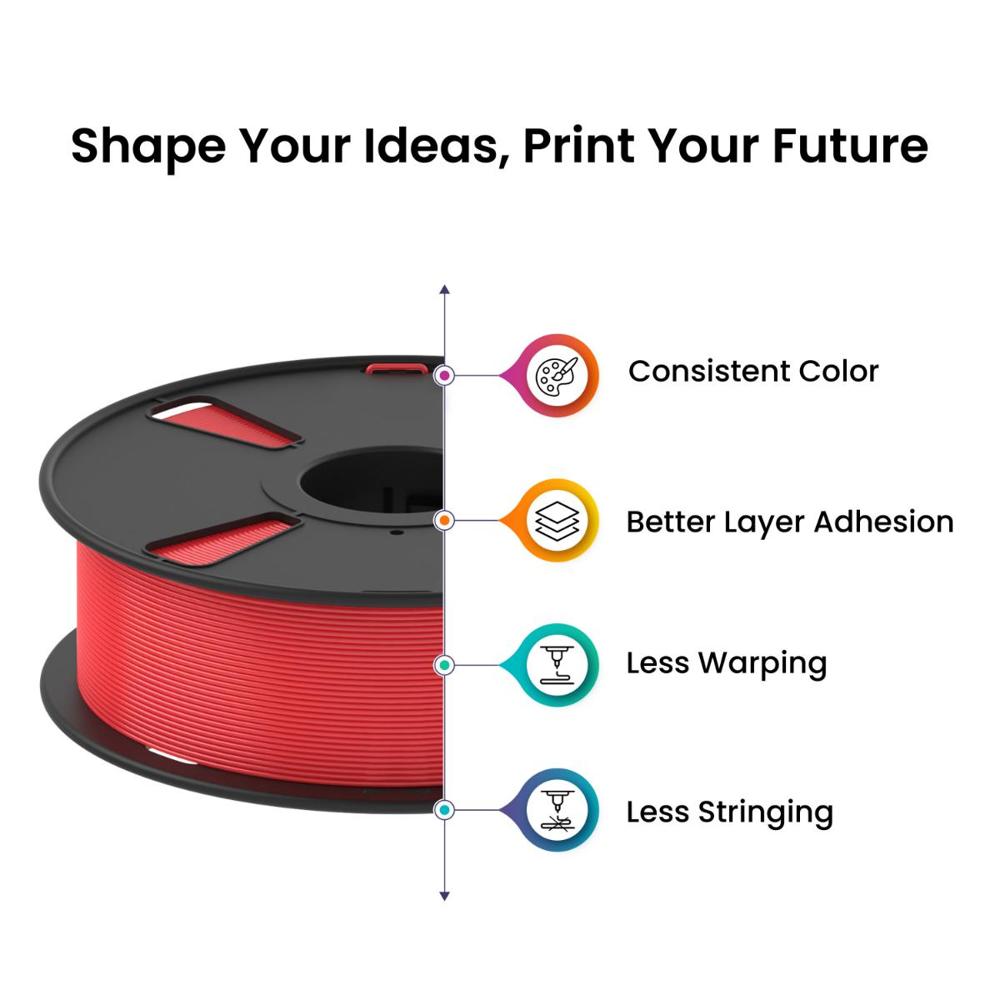 PLA Pro Glossy 3D Printer Filament (Red) | Filament Weight: 1KG | 1.75mm
