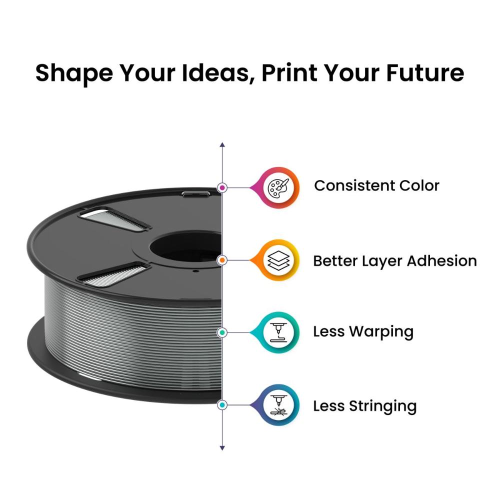 Almightyfila Pla+ 3d Printing Filament (Silver Gray) | Filament - Color: Black