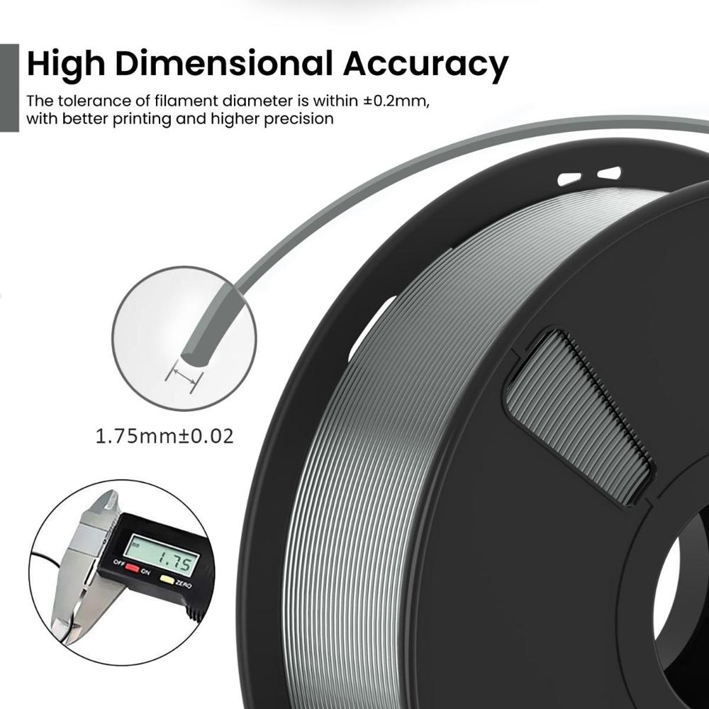 Almightyfila Pla+ 3d Printing Filament (Silver Gray) | Filament - Color: Black