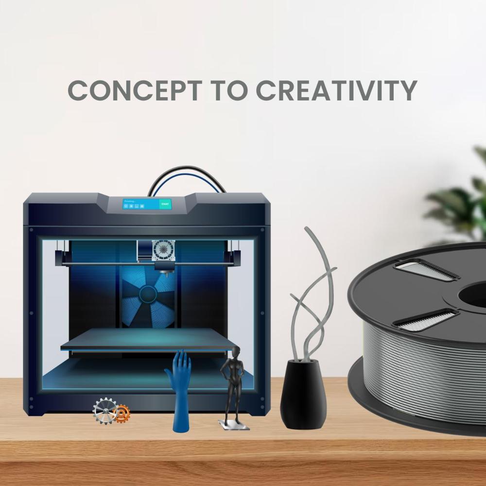 Almightyfila Pla+ 3d Printing Filament (Silver Gray) | Filament - Color: Black