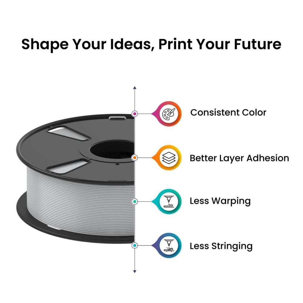 Almightyfila Pla+ 3d Printing Filament (Light Gray) | Filament Weight: 1kg | 1.75mm - Color: Pink