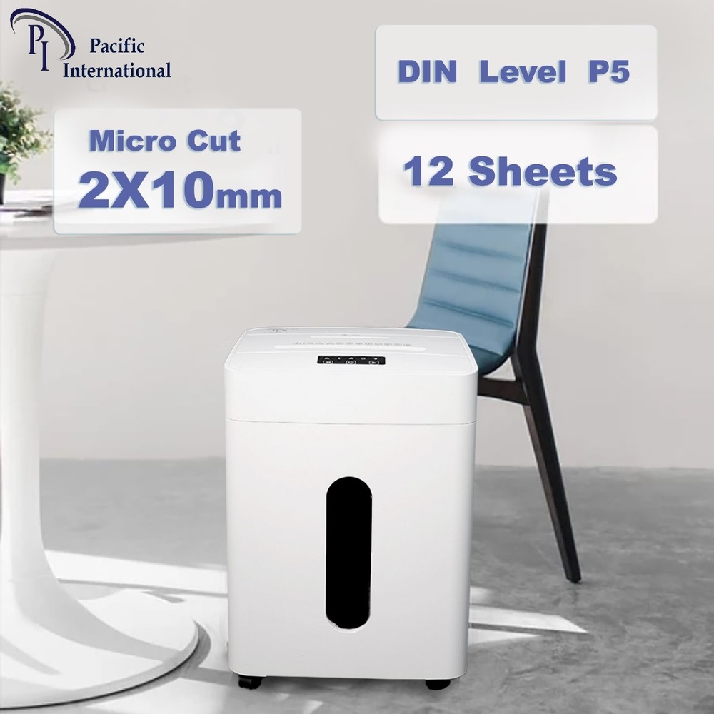 Pi P-612 ( 12 Sheets Micro Cut Paper Shredder ) - Basket Type: Pull Out Bin