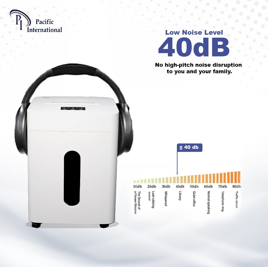 Pi P-612 ( 12 Sheets Micro Cut Paper Shredder ) - Basket Type: Pull Out Bin