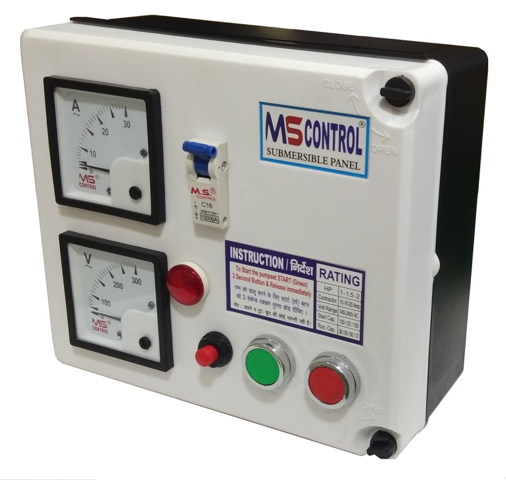 240v Submersible Pump Control Panel - Mild Steel, 29x24x16 Cm, Gray | Easy Installation, Ip66 Protection, 50-60 Hz Frequency