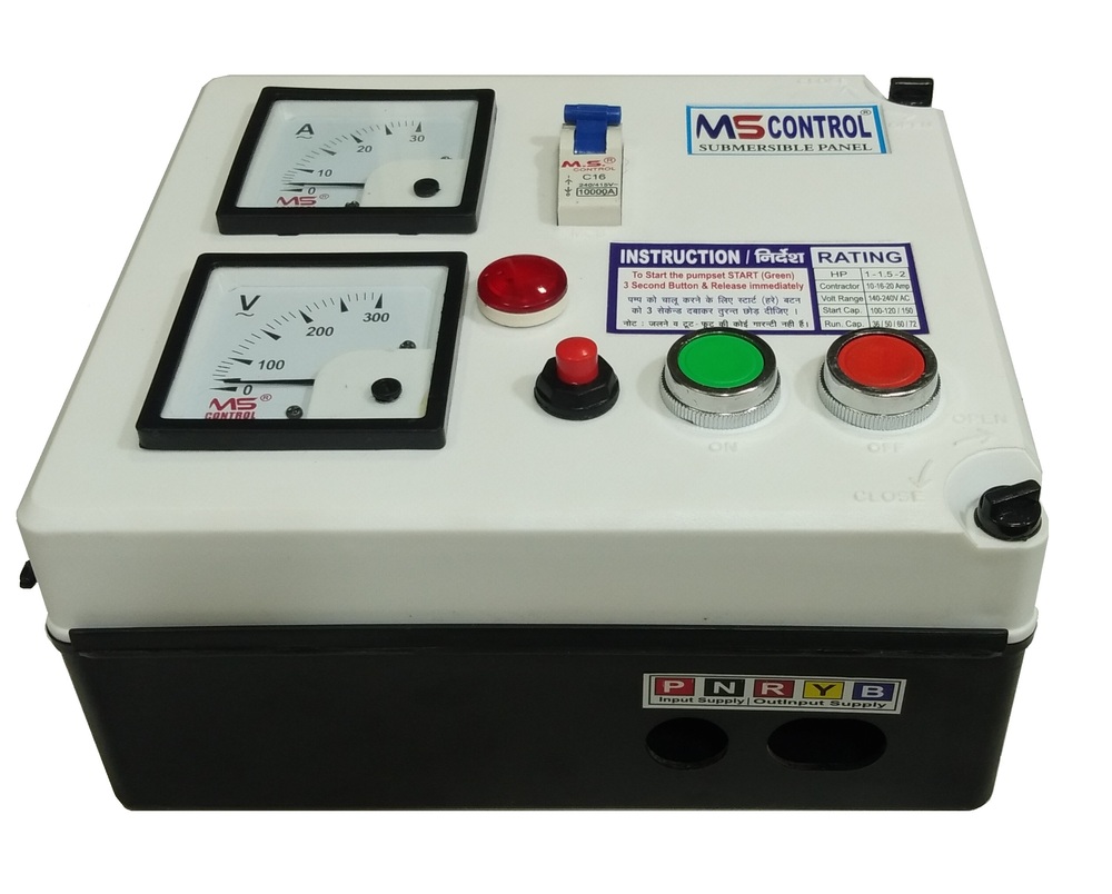 240v Submersible Pump Control Panel - Mild Steel, 29x24x16 Cm, Gray | Easy Installation, Ip66 Protection, 50-60 Hz Frequency