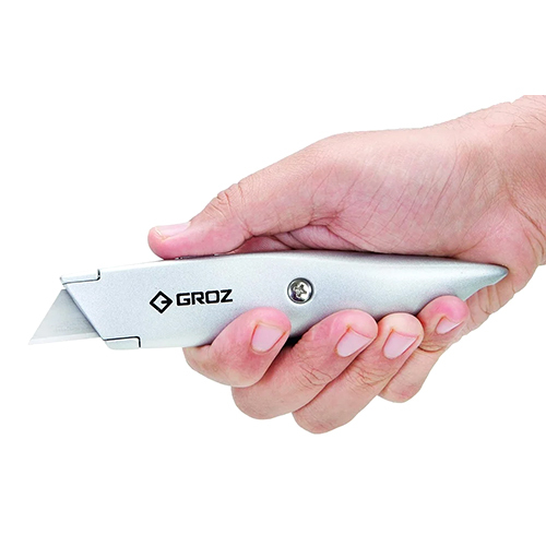KNV-5 Retractable Utility Knife - Stainless Steel, 6-3/4" Length | Durable Plastic Handle, Industrial Grade, 1-Year Warranty