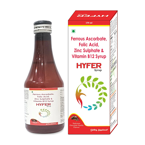 150 Ml Ferrous Ascorbate Folic Acid Zinc Sulphate And Vitamin B12 Syurp - Dosage Form: Liquid