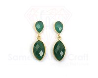 Natural Gemstone With 18K Gold Plated Handmade Faceted Cut Stud Earrings