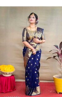 Women's Banarasi Saree - Banarasi Silk, 6 Yards, Multicolor | Elegantly Beautiful Design, Gorgeous Texture With Image Prints