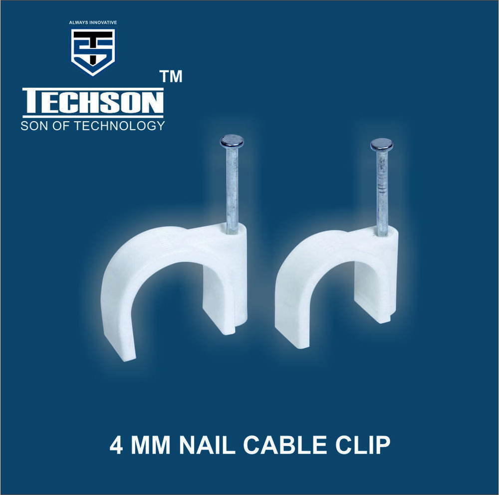 Cable Clip - Metal, 18 Mm Size, White Pvc - High-performance Cable Management Solution For Commercial Use