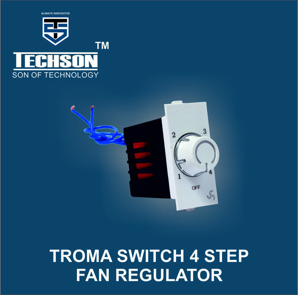 Fan Regulator - Polycarbonate Material, 100w Rated Power | 5 Speed Control, White Color, 220-240v Power Requirement, 1-year Warranty