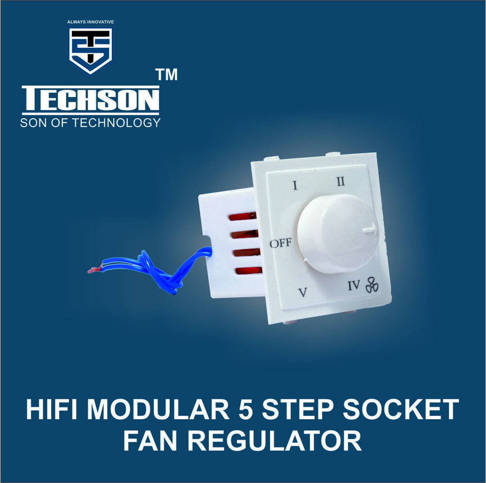 Fan Regulator - Polycarbonate Material, 100w Rated Power | 5 Speed Control, White Color, 220-240v Power Requirement, 1-year Warranty