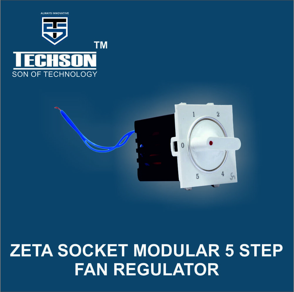 Fan Regulator - Polycarbonate Material, 100w Rated Power | 5 Speed Control, White Color, 220-240v Power Requirement, 1-year Warranty