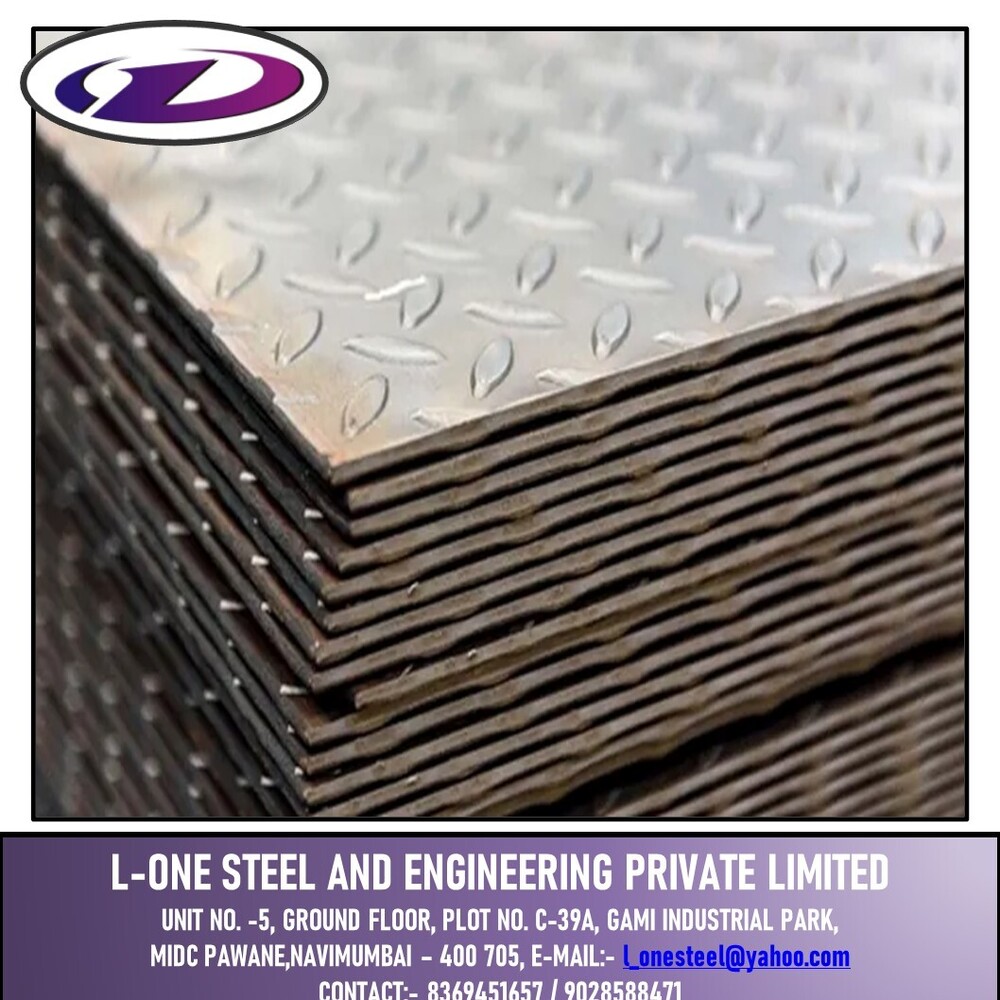 Stainless Steel Chequered Plate - 5mm Thickness, Silver Color | Durable Industrial Grade Steel Rails For Reliable Structural Support