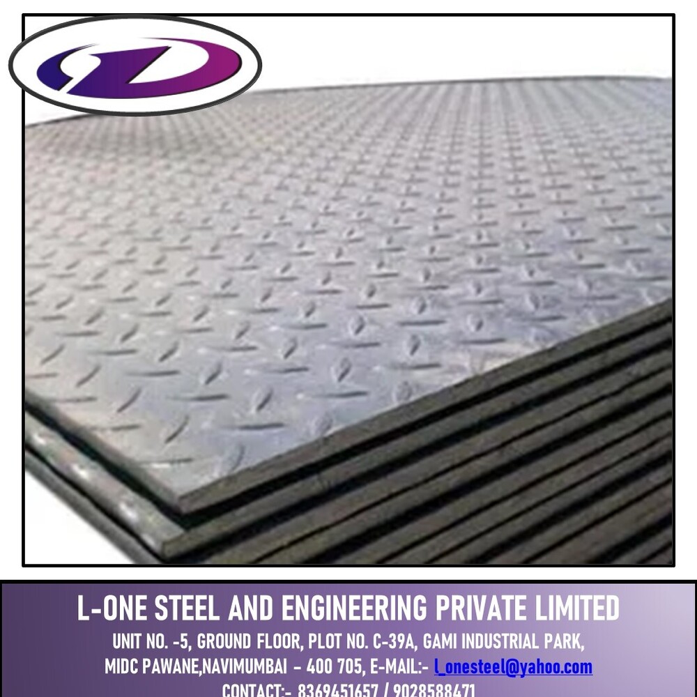 Stainless Steel Chequered Plate - 5mm Thickness, Silver Color | Durable Industrial Grade Steel Rails For Reliable Structural Support