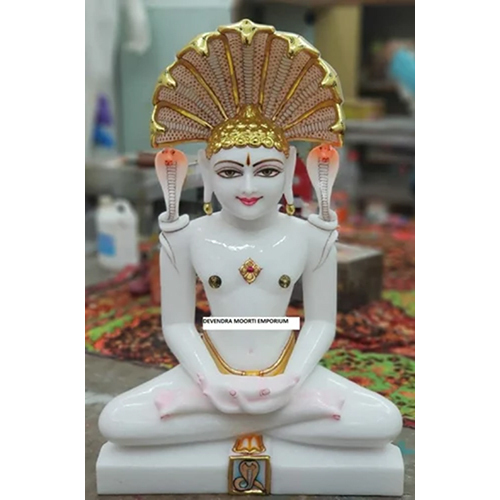 Marble Parshwanath Swami Statue - Color: White