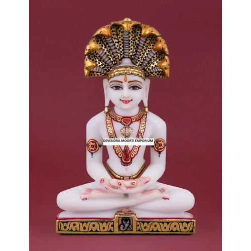 Marble Parshavnath Statue - Color: White