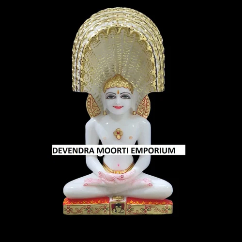 Marble Parshwanath Bhagwan Moorti - 9 to 51 Inch, Durable White Marble with Polished Finish | Exquisite Religious Statue by Skilled Artisans
