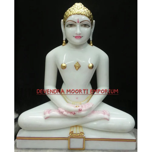 Marble Jain Mahaveer Statue - Color: White