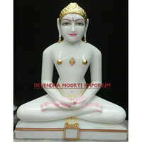 Marble Jain Mahaveer Statue - Color: White
