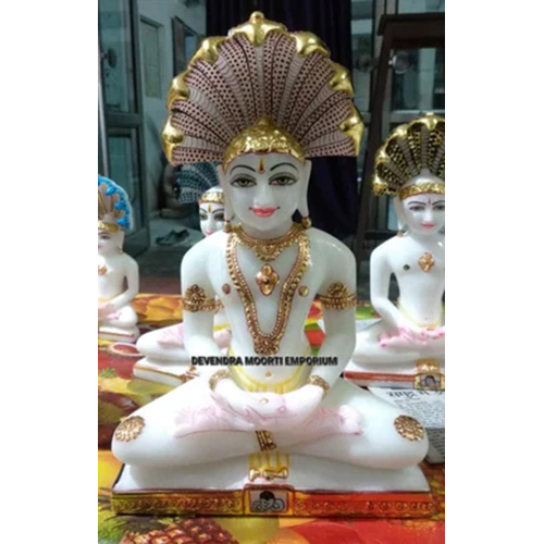 Jain Parshvanath Marble Statue - Color: White