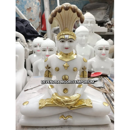 Marble Shankeshwar Parshwanath Statue - Color: White