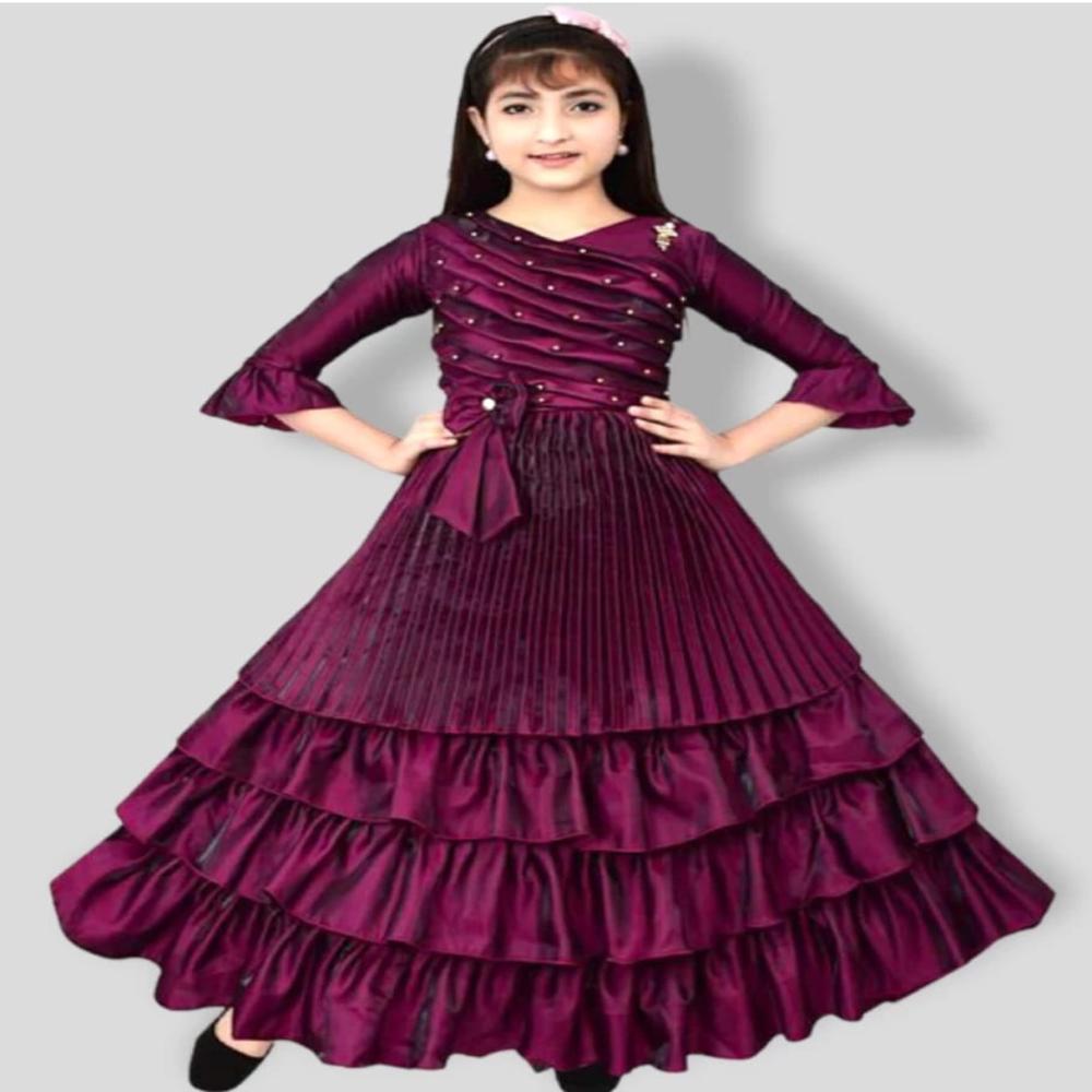 GIRLS WEAR FROCK - Rayon Blend Midi Dress for Girls, Multicolor Floral Print, Size 10-16 yrs, Long Length Party Wear Ideal for Versatile Occasions