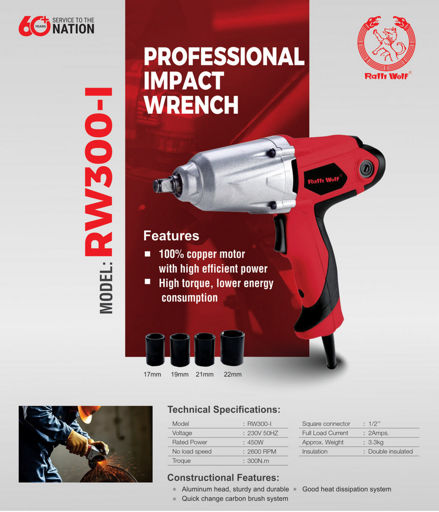 Ralli Wolf PROFESSIONAL IMPACT WRENCH (RW300-1)