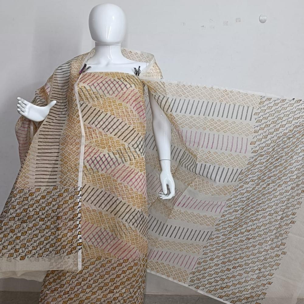 Kota Doria cotton block printed dress materials suites