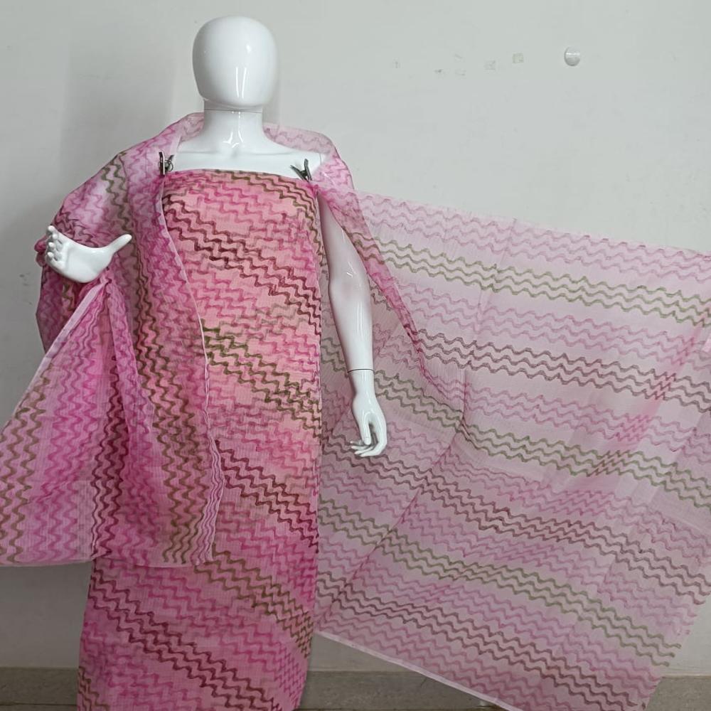 Kota Doria cotton block printed dress materials suites