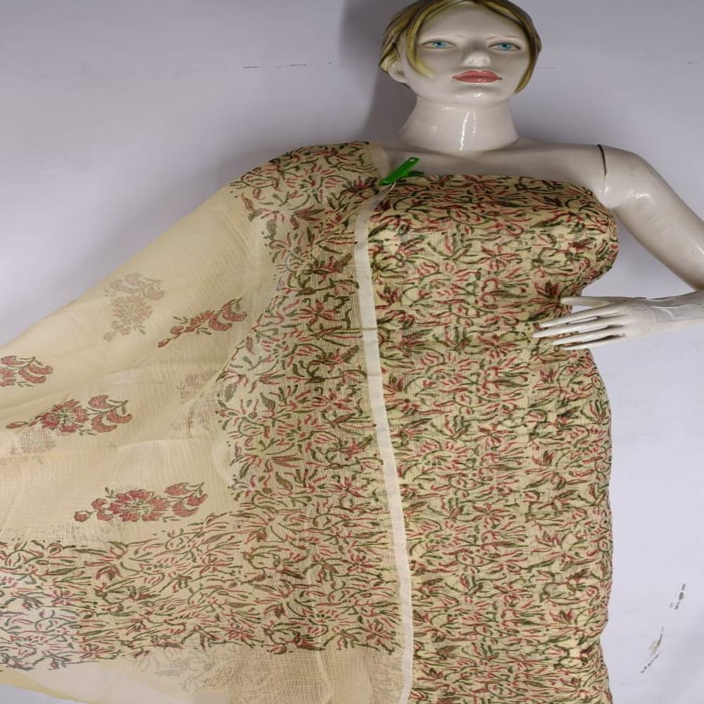 Kota Doria cotton block printed dress materials suites