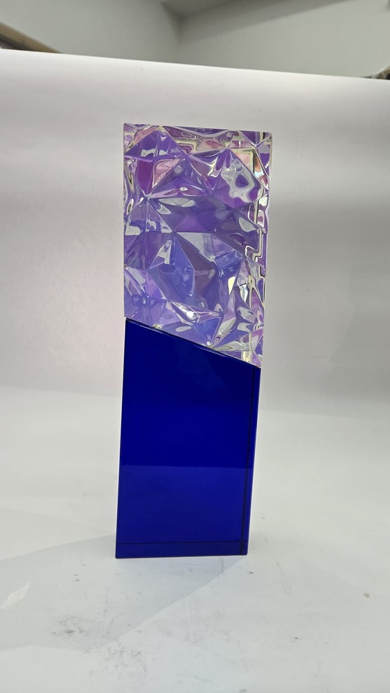 Crystal Trophy - Glass, 10.5 Inches Height, Clear Finish | Elegant Award for Office and Sports Achievements with Customizable Logo