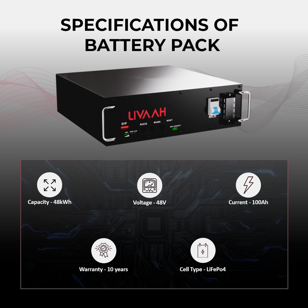 Livaah 4.8 Kwh Lifepo4 Battery Pack - Material: Lithium-ion