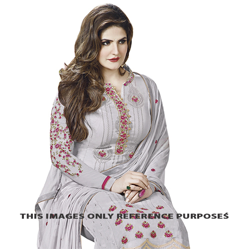 Steel Grey Color Brasso Fabric Suits With Inner