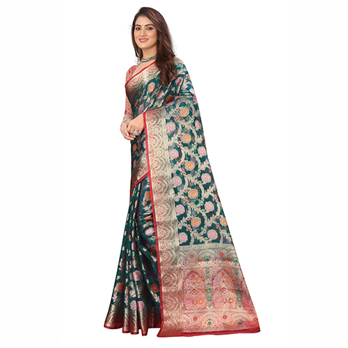 Organza Silk Minakari Weaving Multicolor