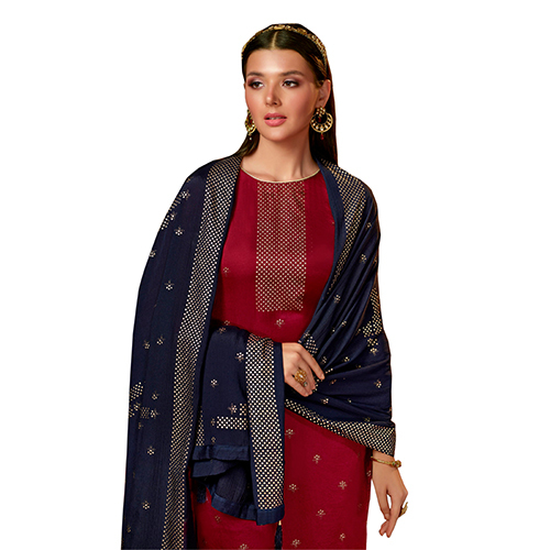 Red Color Pure Moss Crepe Suits