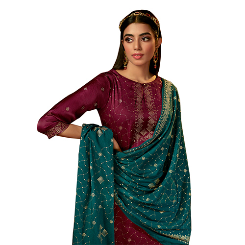 Maroon Color Pure Moss Crepe Suits