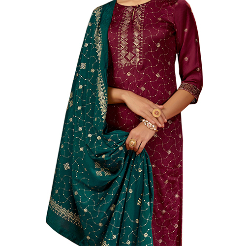 Maroon Color Pure Moss Crepe Suits