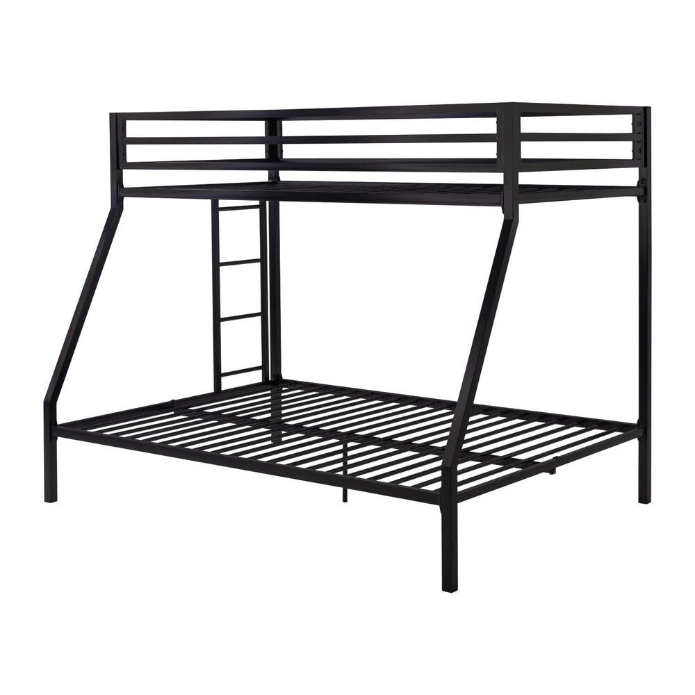 Twin Over Full Bunk Bed Frame With Ladder, Metal Bed Frame With Full-length Guardrail