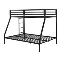 Twin Over Full Bunk Bed Frame with Ladder, Metal Bed Frame with Full-Length Guardrail