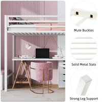 Loft Bed Twin Size with Ladder and Guardrail,Heavy Duty Metal Slats Support