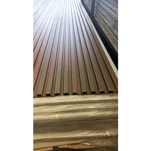 Wpc Louvers Exterior Flooring - Wood, 220mm x 2.9 Mtr, Brown | Waterproof, Easy to Install, Sound Absorption, Smooth Surface