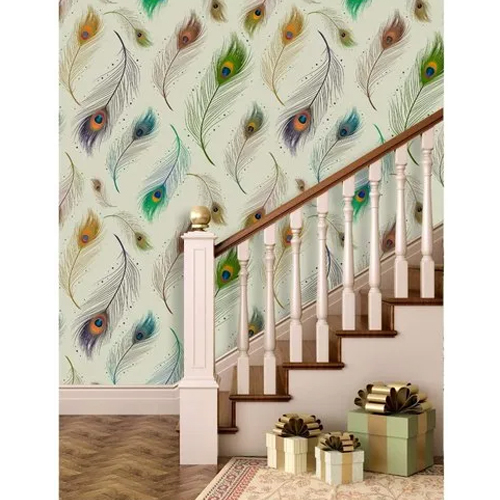 White Printed Vinyl Wallpaper - Size: As Per Required