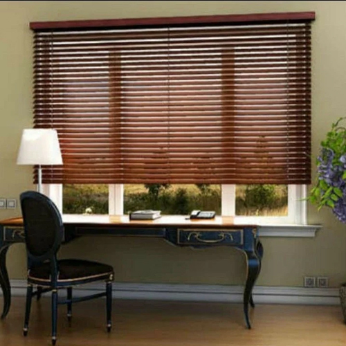 Wooden Zebra Blinds - Color: Brown