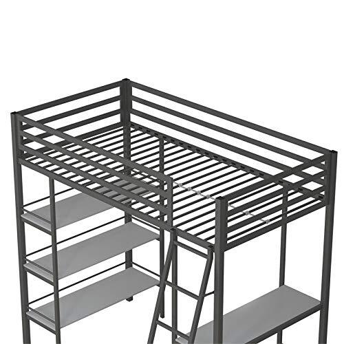 Furniture Lipton Single Metal Bunk Cot Bed with Shelves