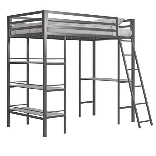 Furniture Lipton Single Metal Bunk Cot Bed with Shelves