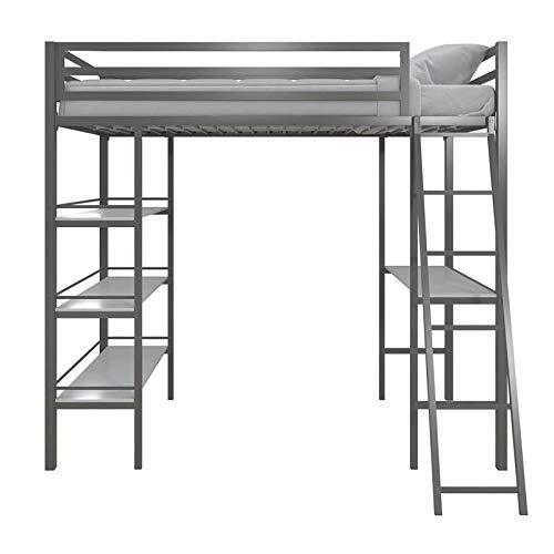 Furniture Lipton Single Metal Bunk Cot Bed with Shelves